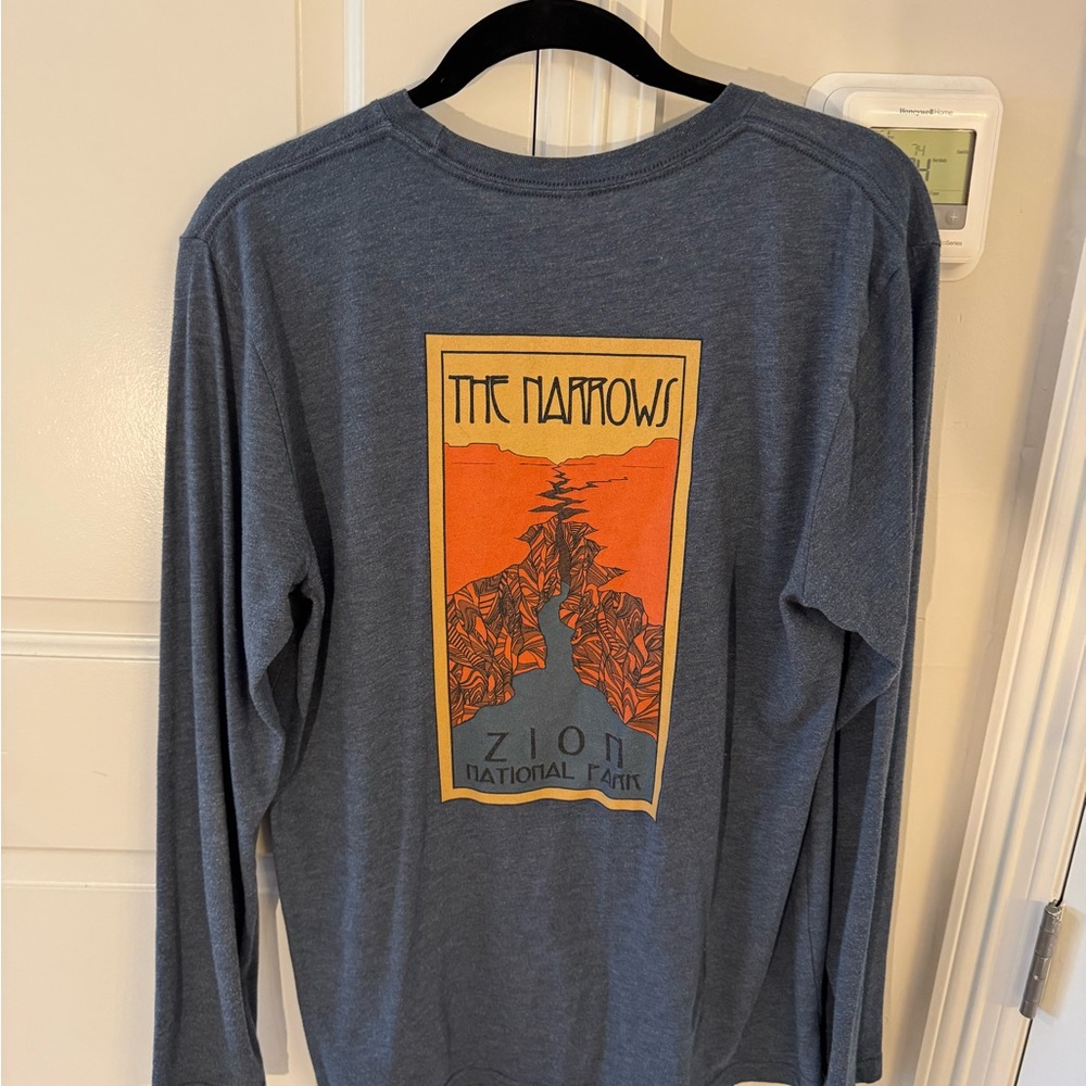 Zion National Park the Narrows Blue Long Sleeve Shirt